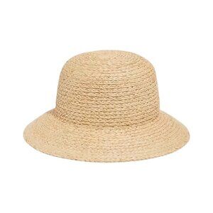 J. Crew Wide Brim Raffia‎ Bucket Hat Natural Straw Summer Vacation M/L
